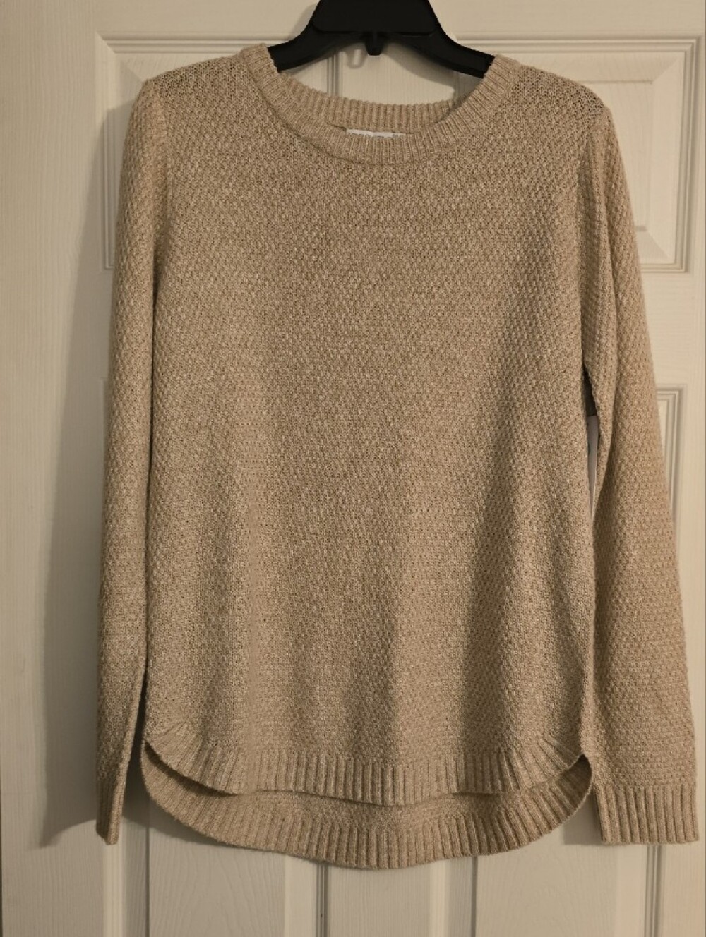 Pink Clover Taupe Textured Crewneck Sweater